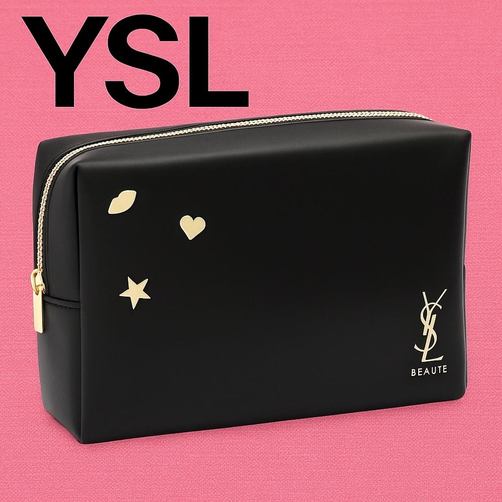 Yves Saint Laurent Black and Gold Cosmetic Bag